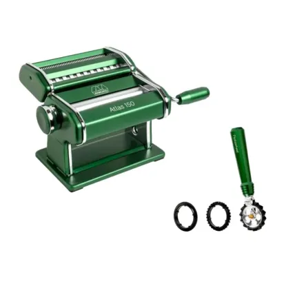 Atlas 150 Yeşil Manuel Makarna Makinesi + Pastawheel