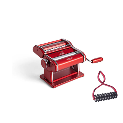 Atlas+ & Hamur Kesici Set Kırmızı Manuel Makarna Makinesi